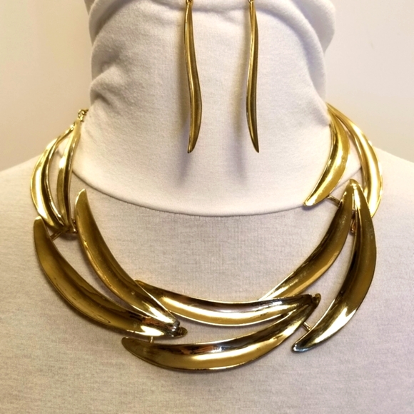 #W32 RARE Nordstrom gold-tone "Forge Ahead" Wavy Flexible Necklace - Picture 4 of 14